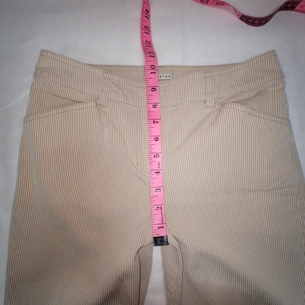 Jones New York Stretch Tan & White Seersucker Cropped Women's Pants Size 4 - Picture 7 of 10